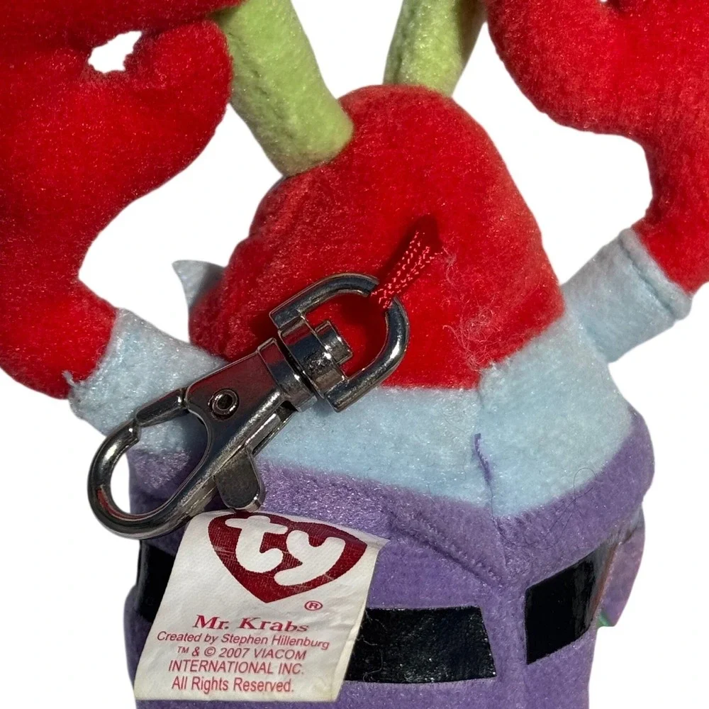 Ty Mr. Krabs SpongeBob SquarePants Plush Backpack Clip 2007 Small Red Purple